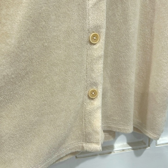 Aritzia Wilfred Free Sunny Short Sleeve Terry Button Up Shirt Top - Small - Picture 9 of 12